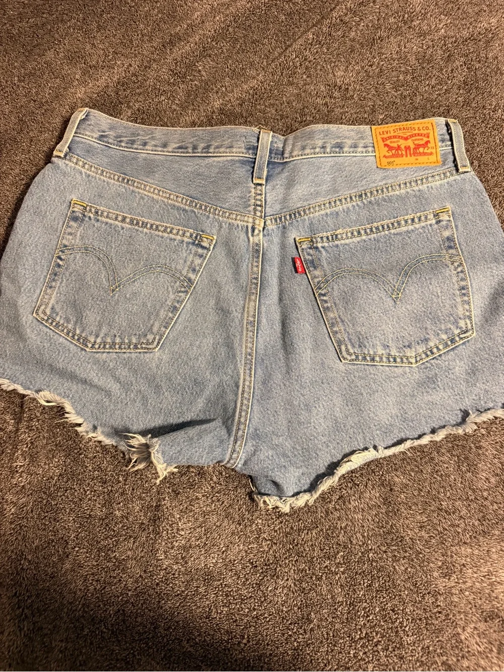 Levi's Light Blue Distressed Denim Cutoff Shorts